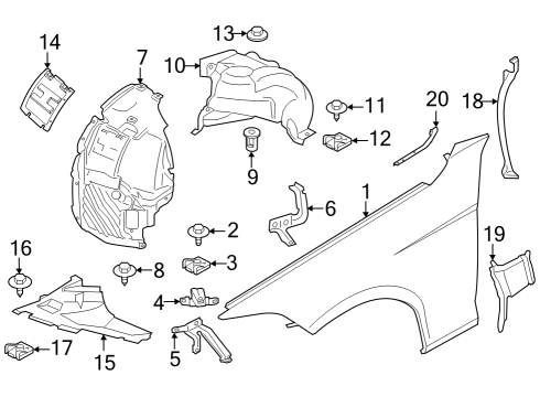 2016 BMW 435i Fender & Components Sealing Side Panel, Left Diagram for 51767264273