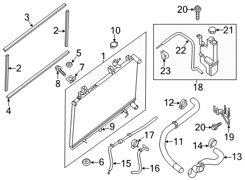 2020 Nissan Pathfinder Radiator & Components Seal - Radiator Diagram for 214963JA0A