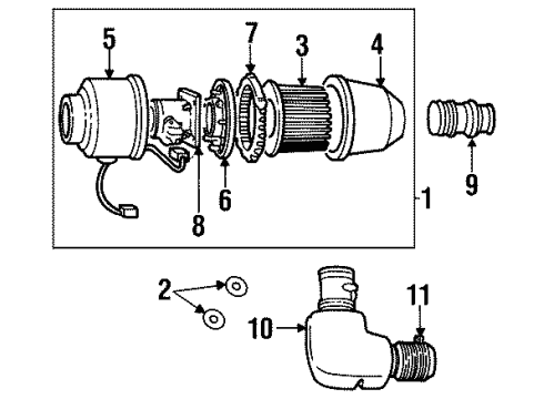 2000 Lincoln Navigator Air Intake Inlet Tube Diagram for XL1Z9F843AA