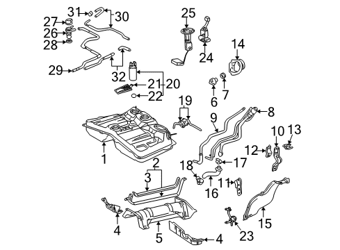 2001 Toyota RAV4 Fuel Injection Protector, Check Valve Diagram for 7739342010