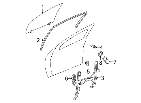 2007 Dodge Caliber Front Door - Glass & Hardware Regulator Diagram for 5074825AA