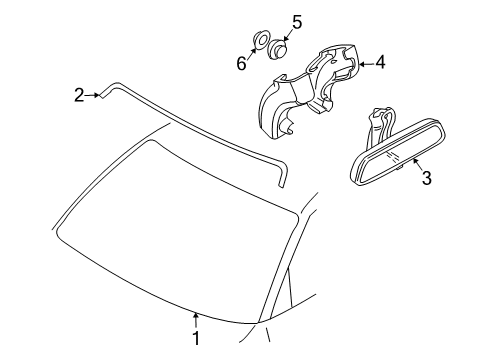 2008 BMW 750i Windshield Glass Set Of Covers Mirror Baseplate Diagram for 51167161083