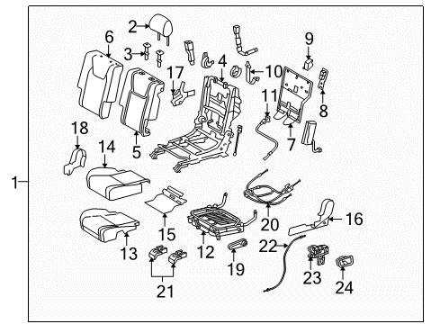 2015 Lexus RX450h Rear Seat Components Cover, Rear Seat Track Bracket Diagram for 7215248160A0