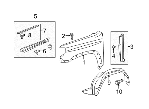 2016 Toyota 4Runner Fender & Components Fender Liner Diagram for 5387635150