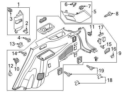 2021 Lincoln Aviator Interior Trim - Quarter Panels MOULDING - ROOF SIDE TRIM Diagram for LC5Z7831010BA