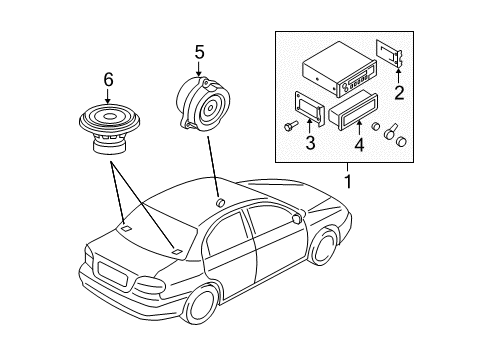 2004 Kia Spectra Sound System Front Door Speaker Assembly, Left Diagram for 963302F000