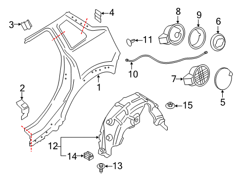 2015 Mini Cooper Fuel Door Emergency Mechanism Pulling Strip Diagram for 51257016702