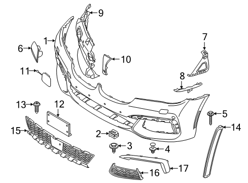 2018 BMW 740i Front Bumper Grille, Air Inlet, Middle Diagram for 51118075370