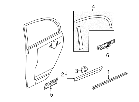 2010 Honda Civic Exterior Trim - Rear Door Molding Assy., L. RR. Door Diagram for 72950SNAA01