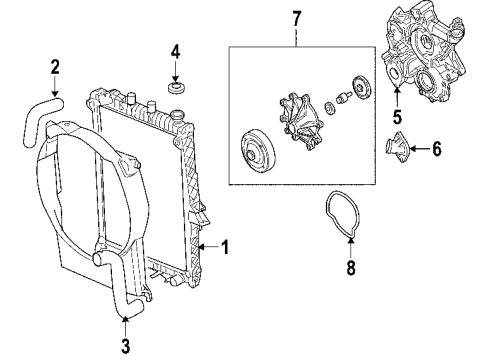 2008 Chrysler Aspen Cooling System, Radiator, Water Pump, Cooling Fan SHROUD-SHROUD-Radiator Diagram for 52028998AE