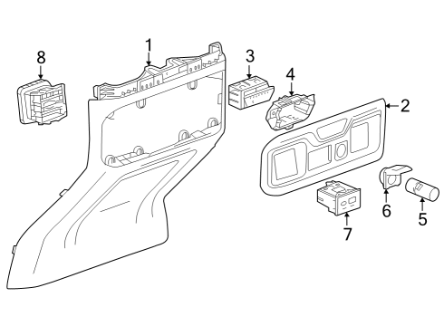 Center Console Seat Heat Switch Bracket Diagram for 84172412