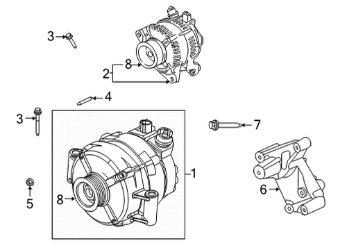 2020 Ford F-350 Super Duty Alternator Alternator Mount Stud Diagram for W712609S437