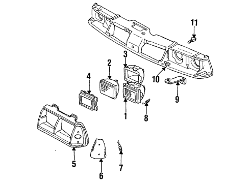 1986 Oldsmobile Delta 88 Headlamps Socket & Wire Diagram for 12083460