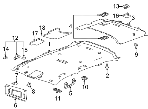 2016 Chevrolet Suburban Interior Trim - Roof Dome Lamp Assembly Diagram for 84398399