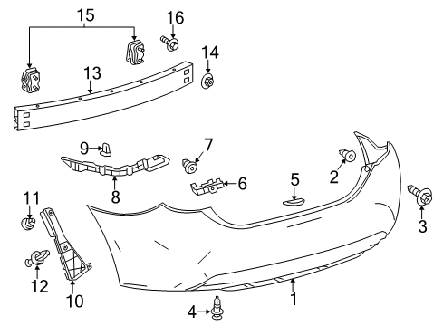 2014 Toyota Corolla Rear Bumper Bumper Bracket Bolt Diagram for 9008011288