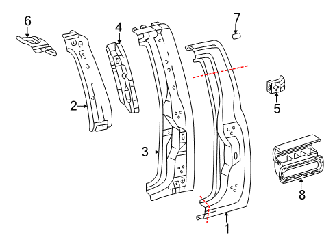 2001 Toyota Tundra Side Panel & Components Diagram