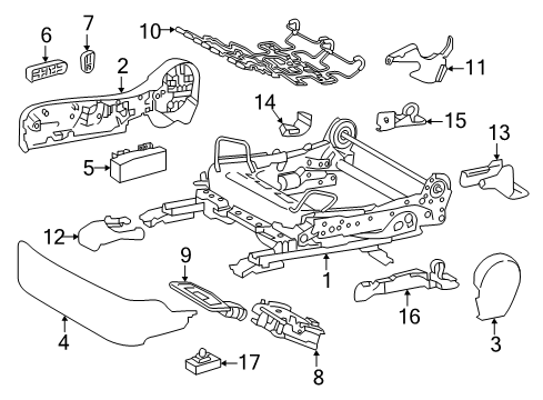 2018 Lexus IS300 Power Seats Cover, Seat Track Bracket Diagram for 7212353050C0