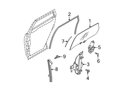 2007 Nissan Murano Rear Door Glass Run-Rear Door Window, LH Diagram for 82331CA010