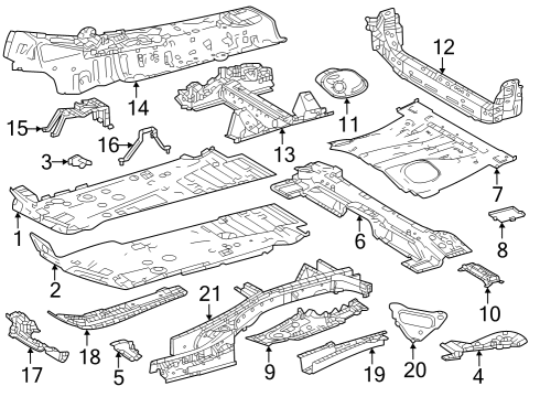 Floor & Rails Front Floor Pan Bracket Diagram for 570620R010
