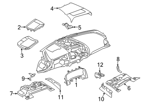 2020 BMW 840i Gran Coupe Cluster & Switches, Instrument Panel COVER PANEL TUNNEL DRIVER'S Diagram for 51456818094