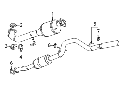 2020 Chevrolet Silverado 2500 HD Diesel Aftertreatment System Converter & Pipe Hanger Diagram for 84263421