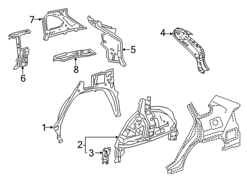 2022 Toyota Corolla Cross Inner Structure - Quarter Panel Extension Panel Diagram for 610340A060