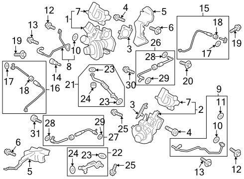 2022 Ford F-150 Turbocharger TUBE ASY Diagram for ML3Z9G440B