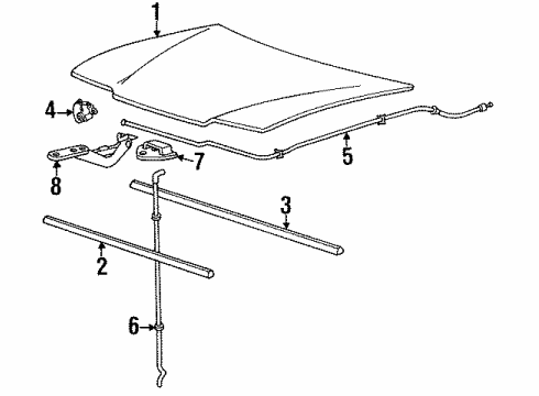 1992 Hyundai Excel Hood & Components End Piece-Hood Weatherstrip, LH Diagram for 8643224001