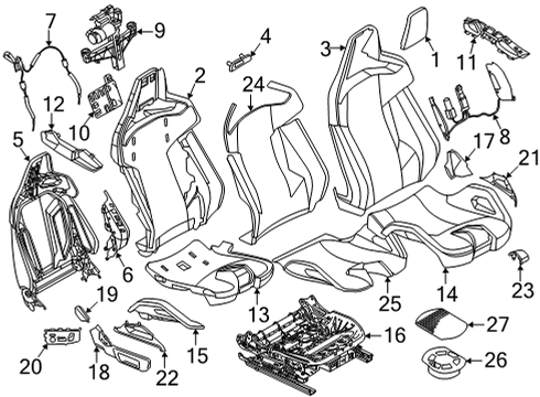 2021 BMW M4 Heated Seats CUSHION HOLDER, LEFT Diagram for 52108745527