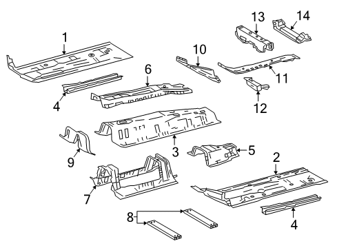 2017 Toyota Prius Prime Pillars, Rocker & Floor - Floor & Rails Center Floor Pan Diagram for 5811347040