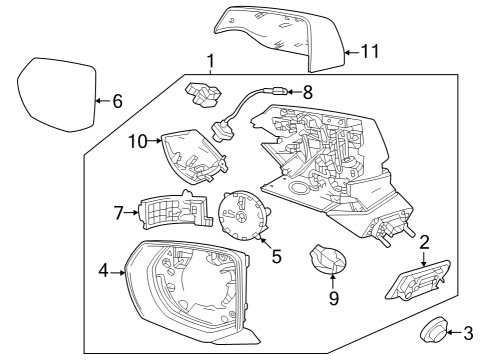 2022 GMC Yukon XL Mirrors Mirror Assembly Diagram for 84977502