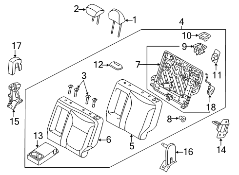 2019 Kia Soul Rear Seat Components Rear Seat Back Covering, Left Diagram for 89360B2500KHX