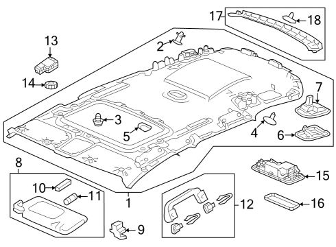 Interior Trim - Roof BASE *NH882L* Diagram for 34254T20A01ZA