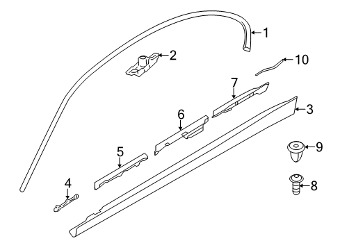 2012 BMW 335i Exterior Trim - Pillars, Rocker & Floor Clip, Moulding, Side Frame Diagram for 51137117240
