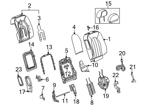 2007 Buick Lucerne Front Seat Components Recliner Diagram for 25943698
