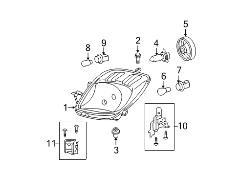 2009 Toyota Yaris Bulbs Signal Bulb Socket Diagram for 8151552570