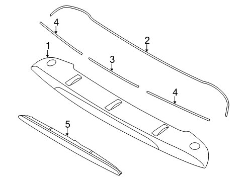 2014 Kia Sedona Rear Spoiler Pad 2-Rear Spoiler Mounting Diagram for 872144J000