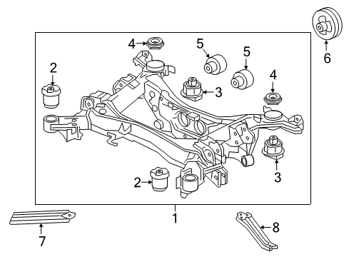 2021 Honda Ridgeline Suspension Mounting - Rear Stay D, Rear Sub-Frame (R) Diagram for 50377TZ5A01