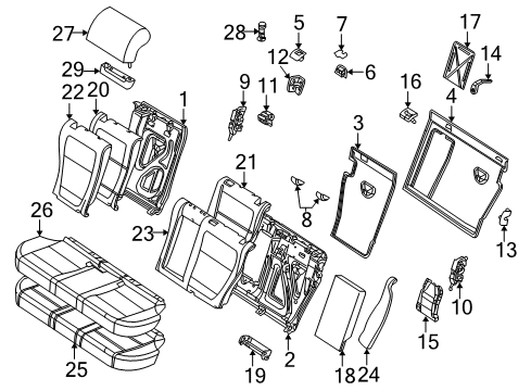 2000 BMW X5 Rear Seat Components Frame, Backrest Left Diagram for 52208099686