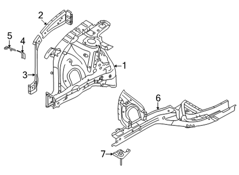 Structural Components & Rails EXTN-FENDER APRON UPR OTR, LH Diagram for 645G2N7000