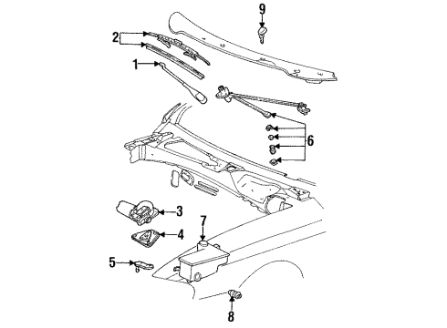 1997 Ford Mustang Wiper & Washer Components Wiper Motor Diagram for 6U2Z17V508TARM
