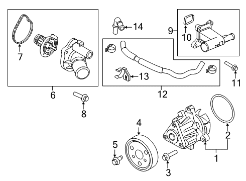 2019 Ford Transit Connect Water Pump Adapter Diagram for JX6Z8K556A