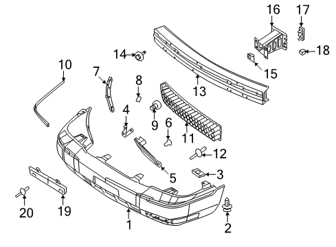 2007 Mercury Grand Marquis Front Bumper Floor Cover Clip Diagram for 390018S