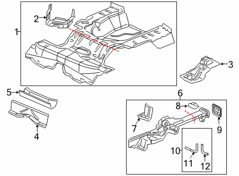 2008 Chevrolet Cobalt Rear Body - Floor & Rails Battery Tray Diagram for 15793349