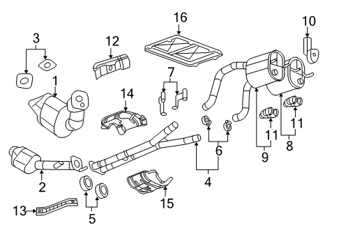 2006 Chevrolet Corvette Exhaust Components Exhaust Muffler Assembly (W/ Tail Pipe) Diagram for 15140218