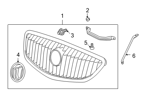 2008 Buick Enclave Grille & Components Emblem Diagram for 25854511