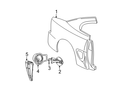 2003 Ford Mustang Quarter Panel & Components Fuel Pocket Diagram for XR3Z6127936AA