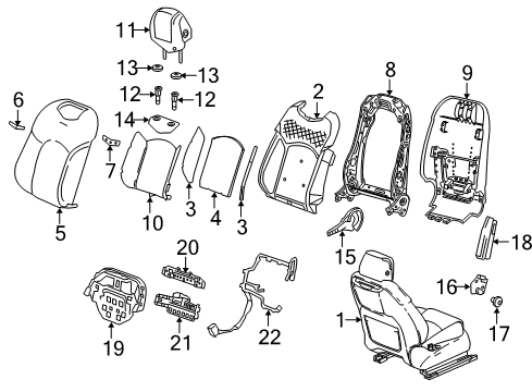 2016 Cadillac CT6 Driver Seat Components Harness Diagram for 84107611