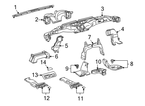 2009 Toyota Land Cruiser Ducts Air Distributor Diagram for 5587060020
