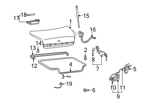2002 Hyundai XG350 Trunk Lid Switch Assembly-Luggage Compartment Lamp Diagram for 932302D000